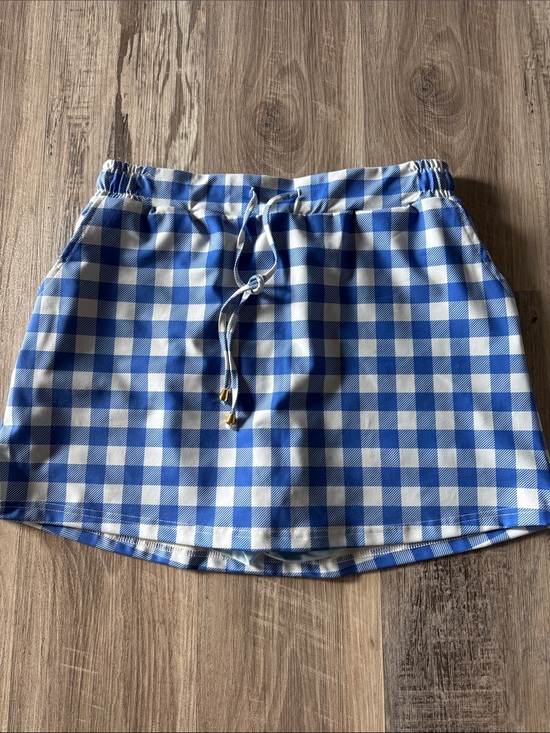 Jess Lea Dresses & Skirts - Jess Lea Blue and White Gingham Drawstring Skort
